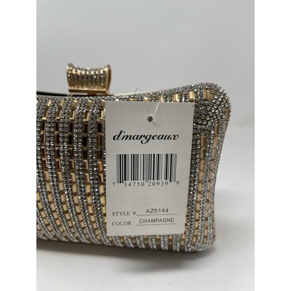 D'Margeaux evening clutch with gold and crystal stripes - Picture 7 of 11